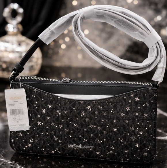 Michael Kors Handbags - ✨ Michael Kors Star Print Crossbody / Shoulder Bag – Black & Silver (NWT) ✨